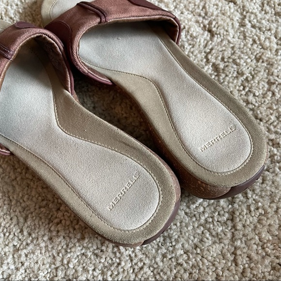 Merrell Dark Spice Sundial Wedge Sandals Size 10 Summer Casual Slip On Flip Flop - Picture 3 of 15